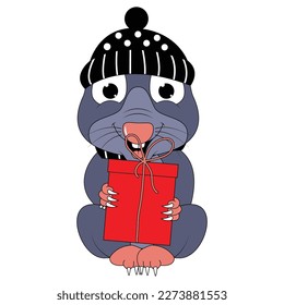 cute mole animal cartoon graphic