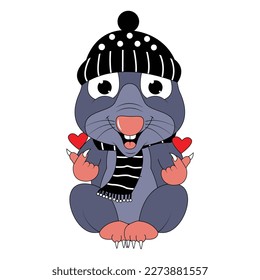 cute mole animal cartoon graphic