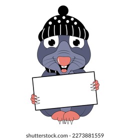 cute mole animal cartoon graphic