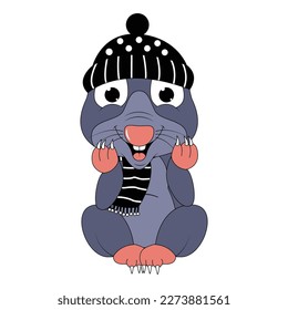 cute mole animal cartoon graphic