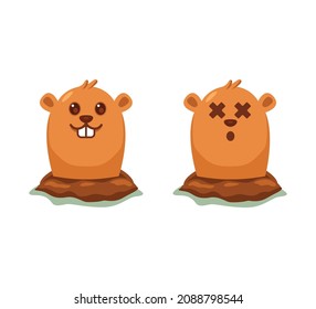Cute mole animal cartoon illustration