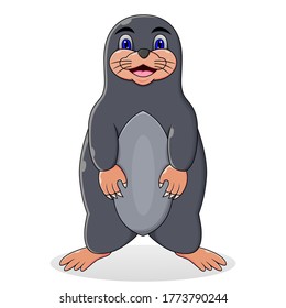 Cute mole cartoon with background white