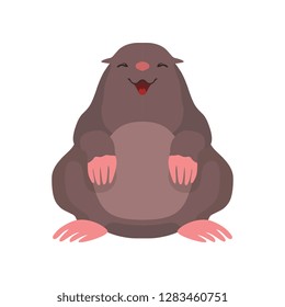 Cute mole, lovely animal cartoon character front view vector Illustration