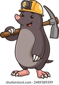 Cute mole miner vector illustration