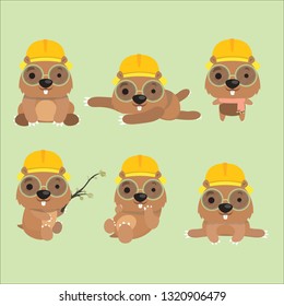 Cute Mole Poses Cartoon Vector Illustration.
