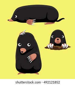 Cute Mole Poses Cartoon Vector Illustration