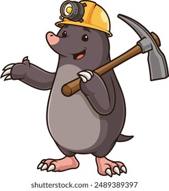 Cute mole worker vector illustration