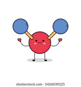 Cute molecule cartoon character spreading love doodle