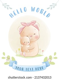 Cute mom and baby bear, Baby Milestone Cards Cute Animals