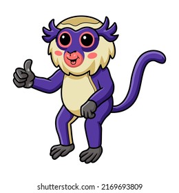 Cute mona monkey cartoon giving thumb up