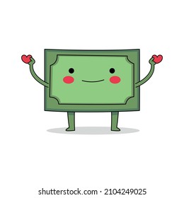 Cute money cartoon character spreading love