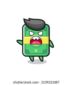 cute money cartoon in a very angry pose , cute style design for t shirt, sticker, logo element