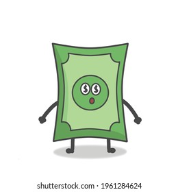 Cute Money Character Flat Cartoon Emoticon Vector Template Design Illustration