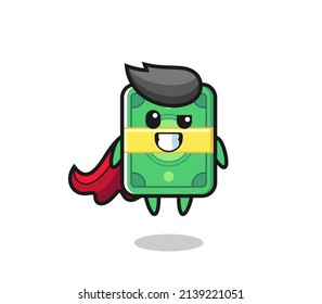 the cute money character as a flying superhero , cute style design for t shirt, sticker, logo element