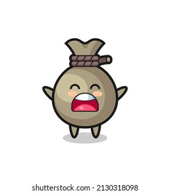 cute money sack mascot with a yawn expression , cute style design for t shirt, sticker, logo element