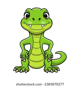 Cute monitor lizard cartoon on white background