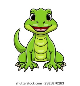 Cute monitor lizard cartoon on white background