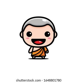 cute monk character vector design