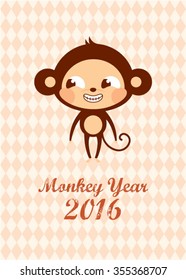 cute monkey 2016 chinese new year greeting card
