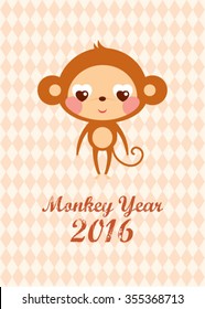cute monkey 2016 chinese new year greeting card