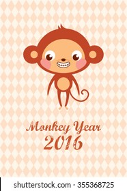 cute monkey 2016 chinese new year greeting card