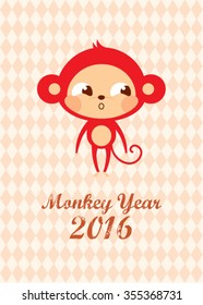 cute monkey 2016 chinese new year greeting card