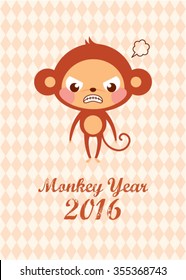 cute monkey 2016 chinese new year greeting card