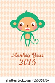 cute monkey 2016 chinese new year greeting card