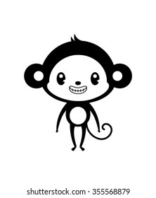 cute monkey 2016 vector logo design element silhouette