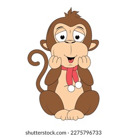 cute monkey animal cartoon illustration