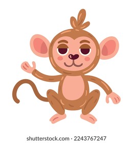 cute monkey animal childish character