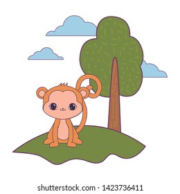 cute monkey animal in landscape