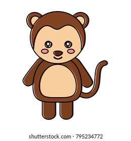 cute monkey animal standing cartoon wildlife