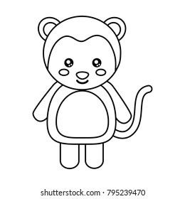 cute monkey animal standing cartoon wildlife