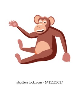 Cute monkey, animal, trend, cartoon style, vector, illustration, isolated on white background