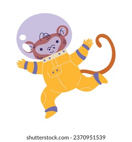Cute Monkey Astronaut Character in Space Suit Vector Illustration