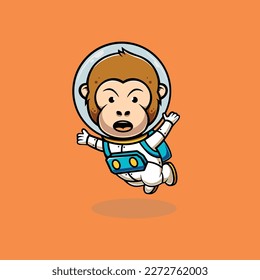 Cute monkey astronaut smiling cartoon illustration