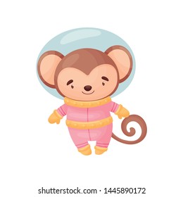 Cute monkey astronaut. Vector illustration on white background.