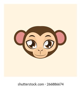 Cute monkey avatar with flat colors