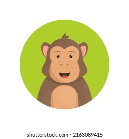 A Cute Monkey Avatar On A Green Background. 