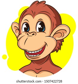 Cute Monkey Avatar With Yellow Background