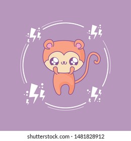 cute monkey baby animal kawaii style