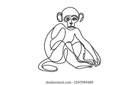 bonito macaco bebê uma arte de linha no fundo branco, bom para livro de coloração