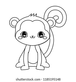 cute monkey baby sitting cartoon