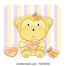 Cute monkey with background design