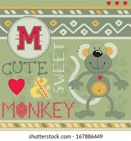 cute monkey background vector illustration