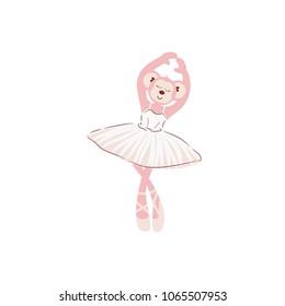 Cute monkey ballerina cartoon vector illustration.