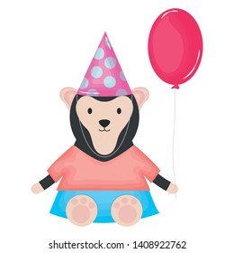 cute monkey with balloon helium in birthday party