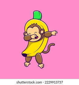 Cute Monkey Banana Dabbing Cartoon Vector Icons Illustration. Flat Cartoon Concept. Suitable for any creative project.