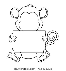 cute monkey with banner character icon
